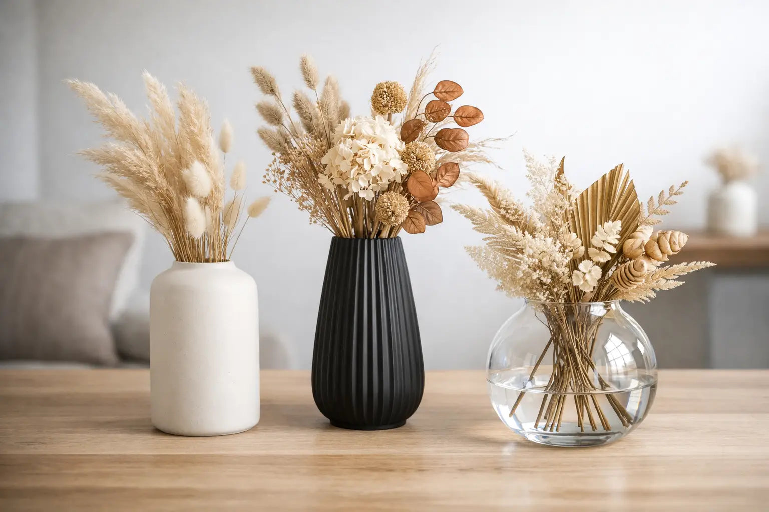 Welche Vase für Trockenblumen modern wirkt?