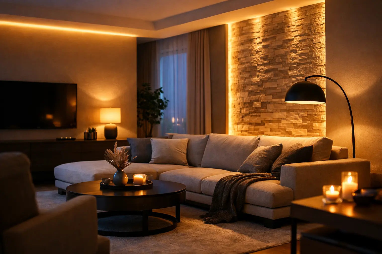 Ambiente Licht im Wohnzimmer modern einsetzen