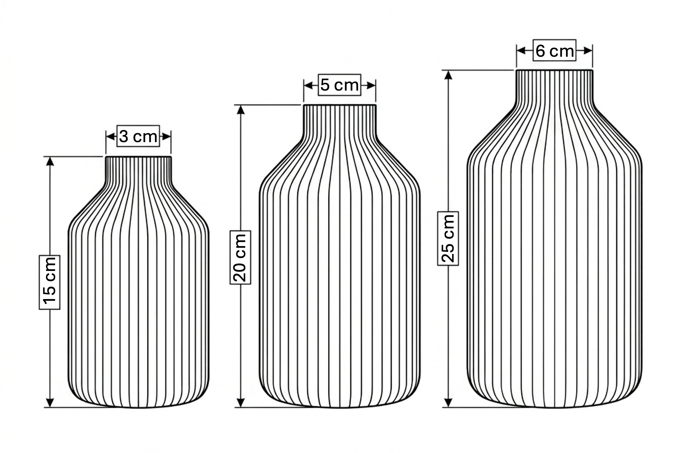 Übersicht Größen Vase Filo
