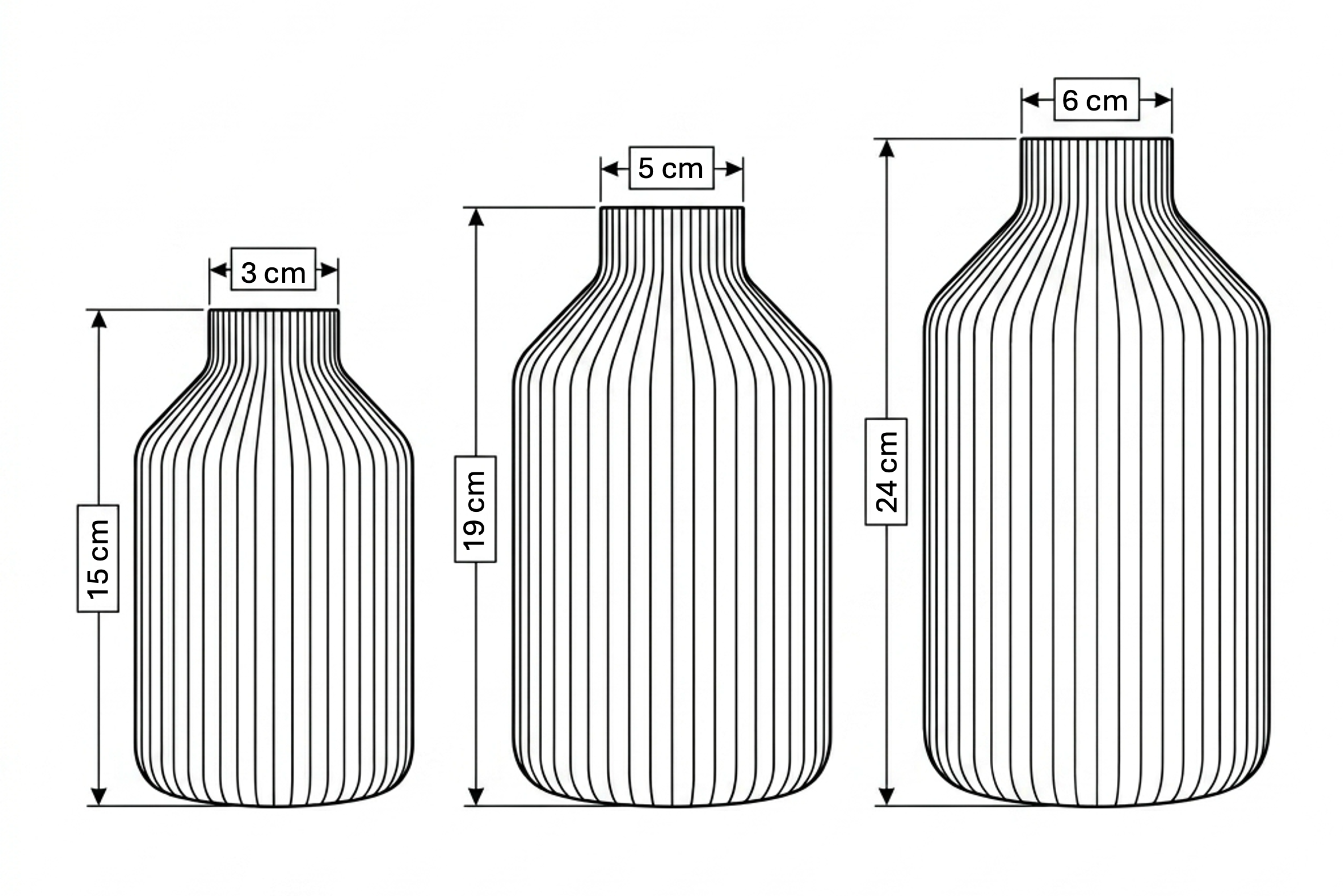 Größenübersicht Vase Filo