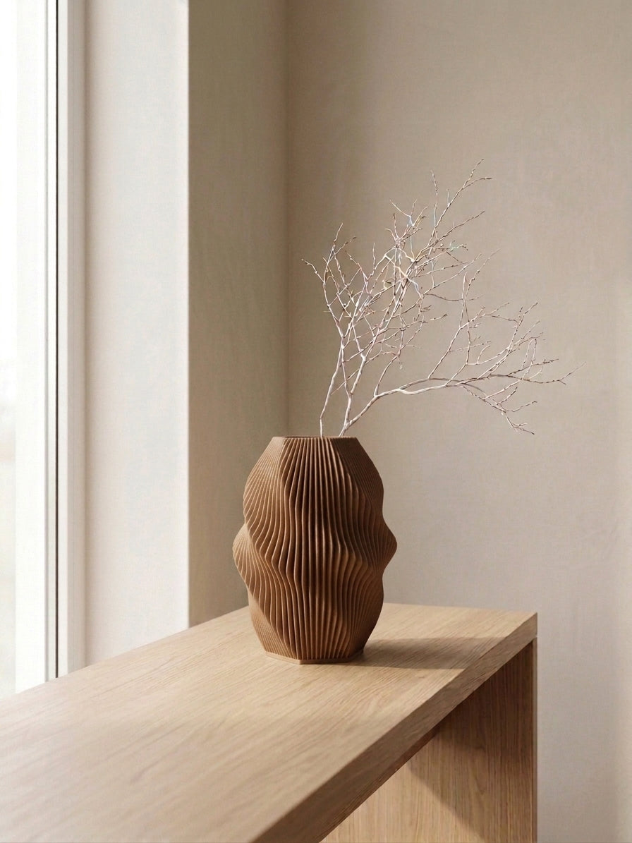 Vase Onda in der Farbe Caramel