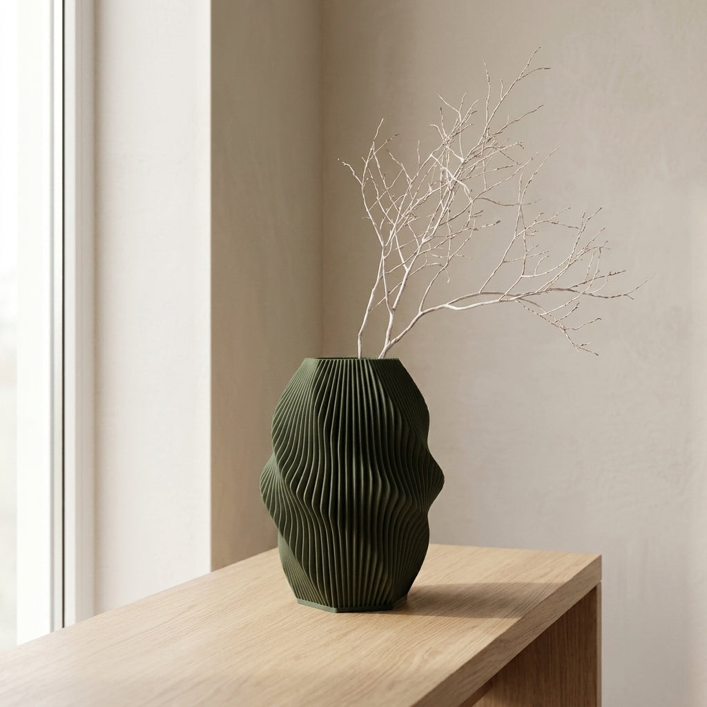 Vase Onda in der Farbe Olive