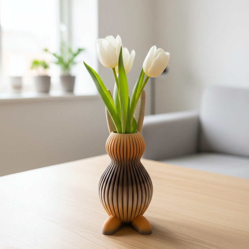 Vase Hase mit Tulpen